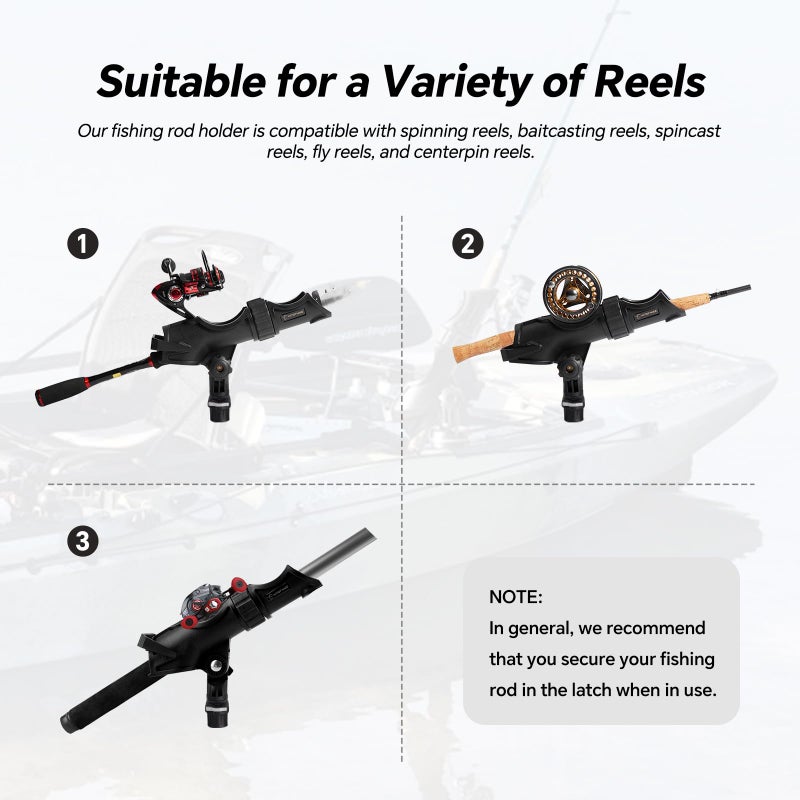 Hitorhike Fishing Rod Holder Universal Fit Kit with Mount Allows for 360-degree Adjustment Kayak Fishing Boat Rod Holder (Fishing Rold Holder x1+Mini Track Mount x1) - Image 5